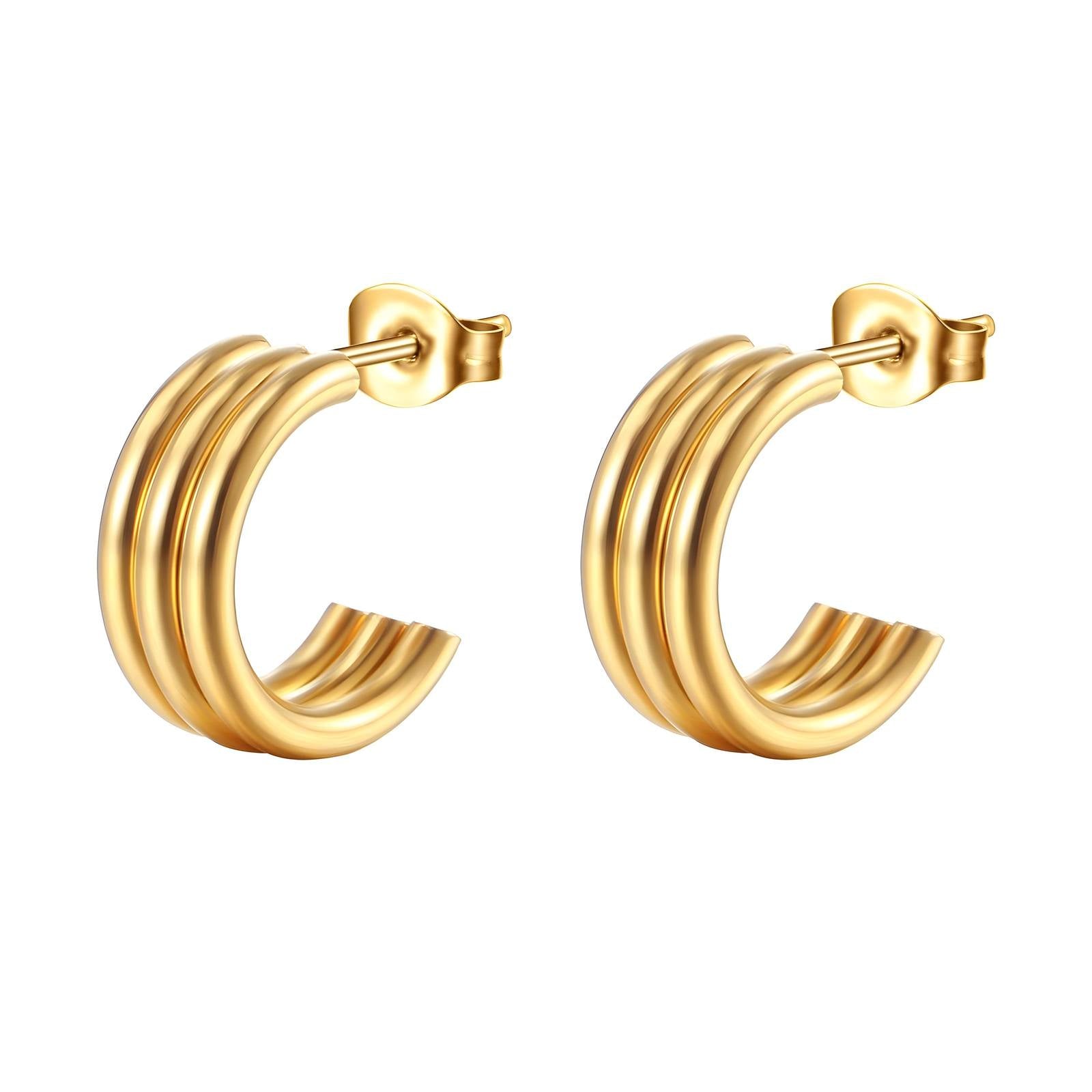 Gilded Flow Earrings, 18K Gold Plated Steel