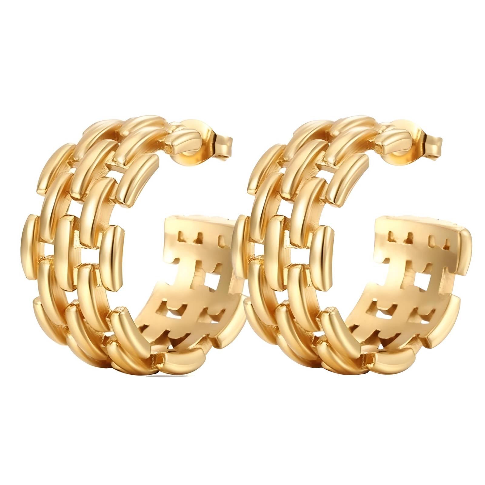 Gilded Weave Earrings, 18K Gold Plated Steel