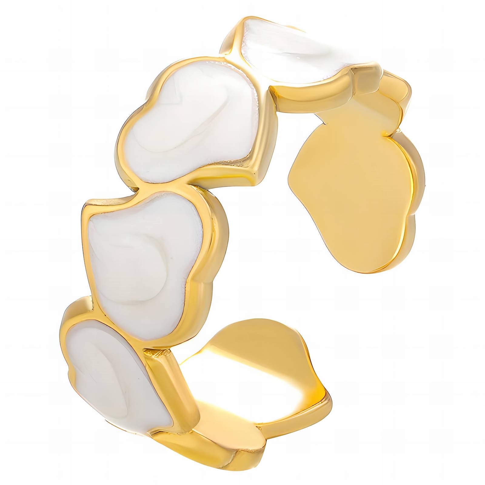 Urban Opaline Hearts Ring, 18K Gold Plated Steel