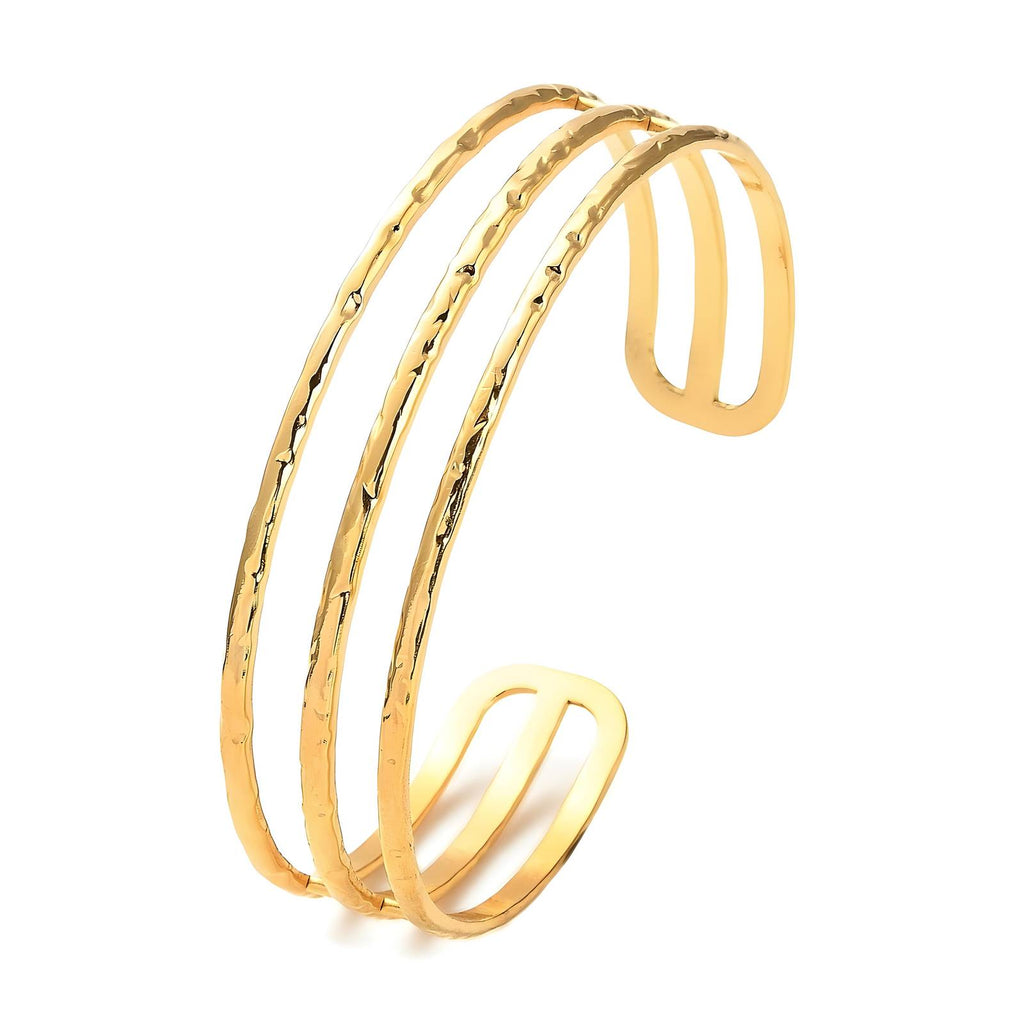 Trippel Link Bracelet, 18K Gold Plated Steel