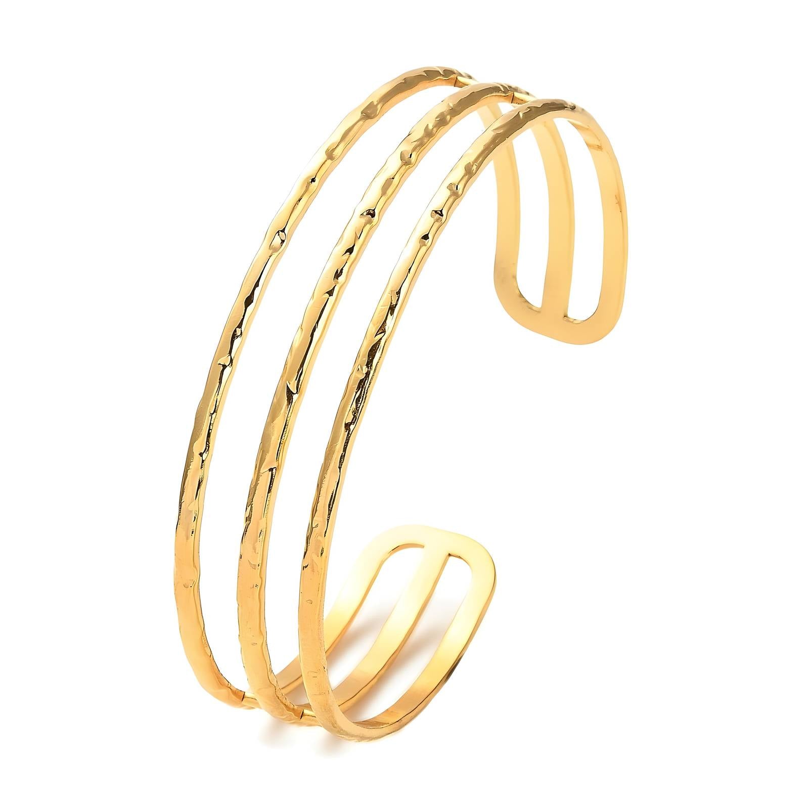 Trippel Link Bracelet, 18K Gold Plated Steel