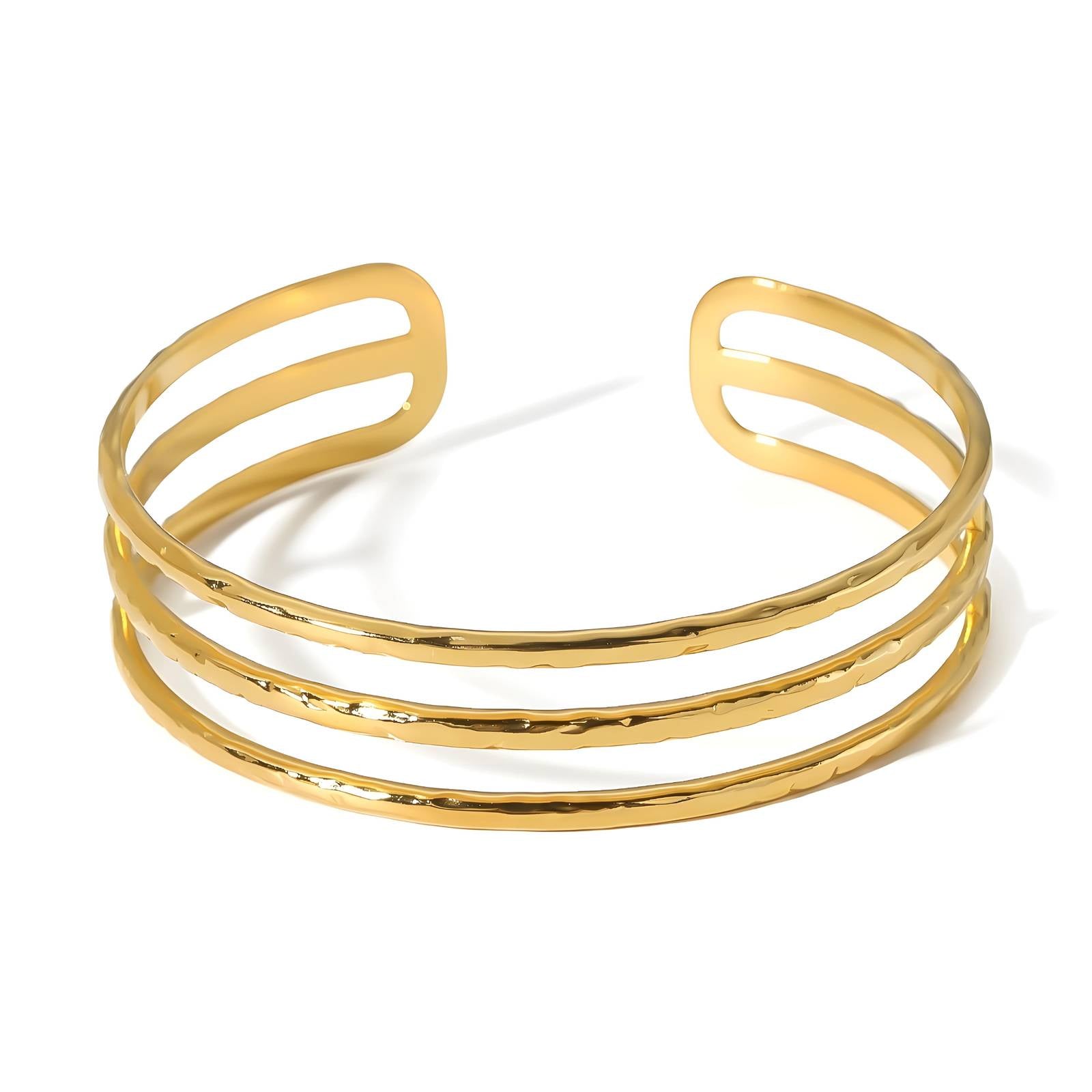 Trippel Link Bracelet, 18K Gold Plated Steel