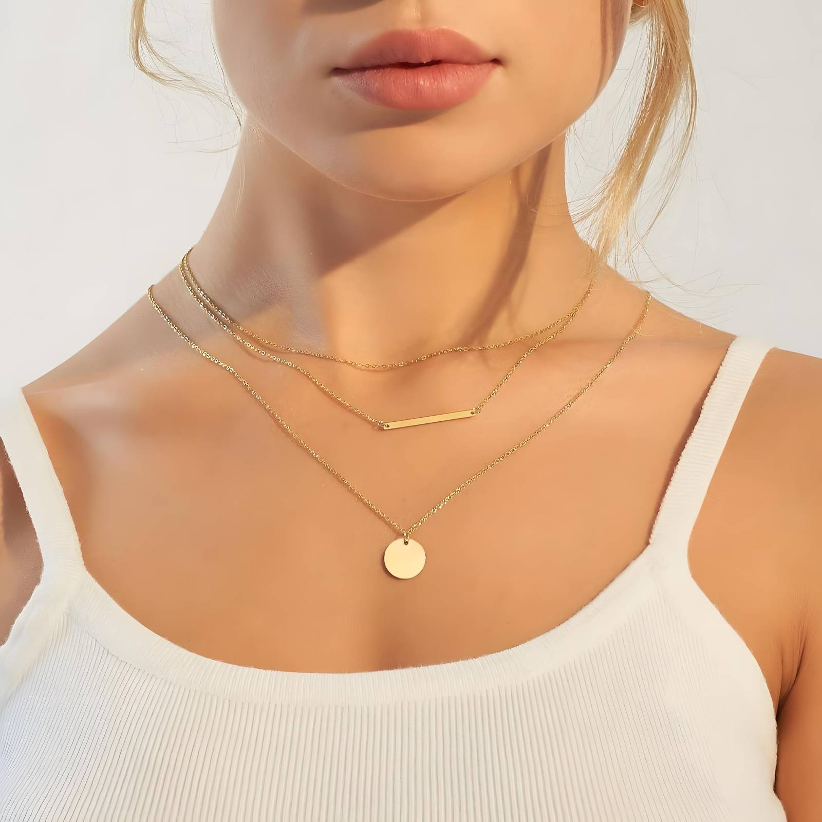 Golden Sequence Necklace, 18K Gold Plated Steel