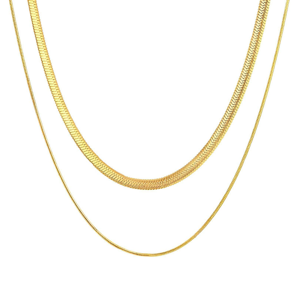 Double Trouble Necklace, 18K Gold Plated Steel