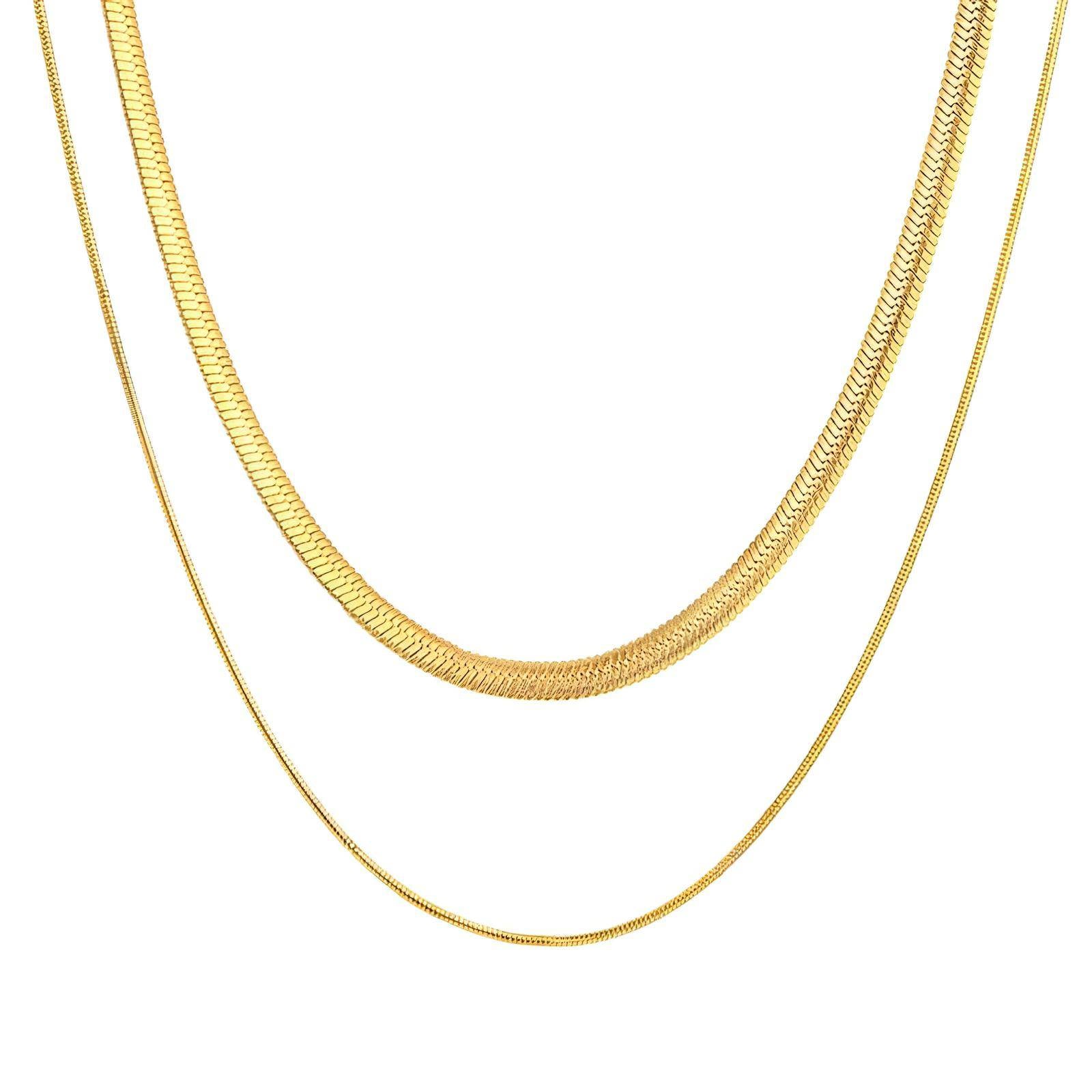 Double Trouble Necklace, 18K Gold Plated Steel