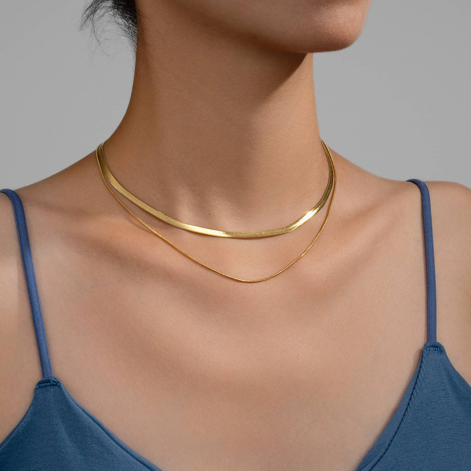 Double Trouble Necklace, 18K Gold Plated Steel