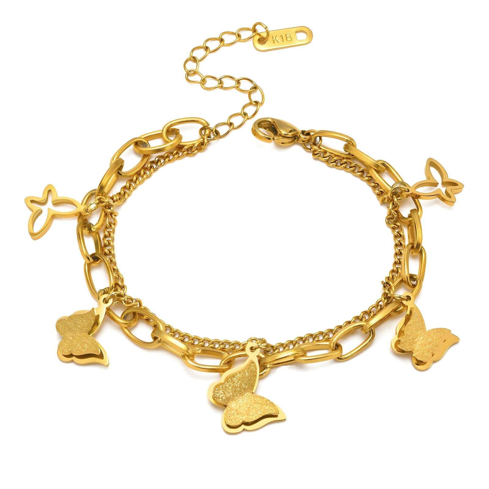 Goldflutter Bracelet, 18K Gold Plated Steel