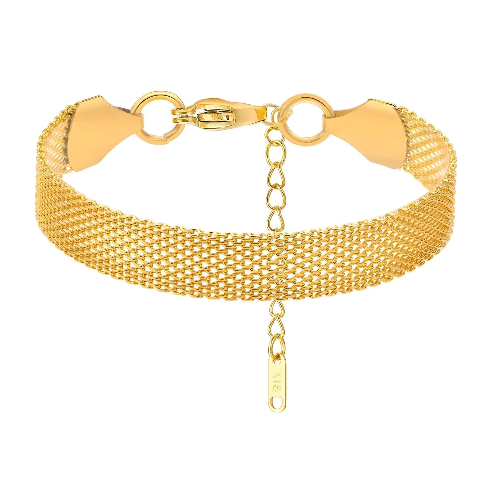 Golden Net Bracelet, 18K Gold Plated Steel