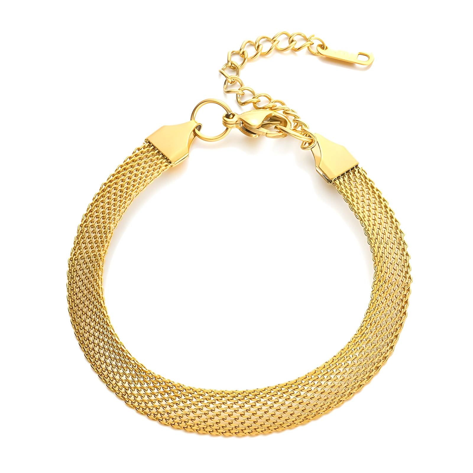 Golden Net Bracelet, 18K Gold Plated Steel