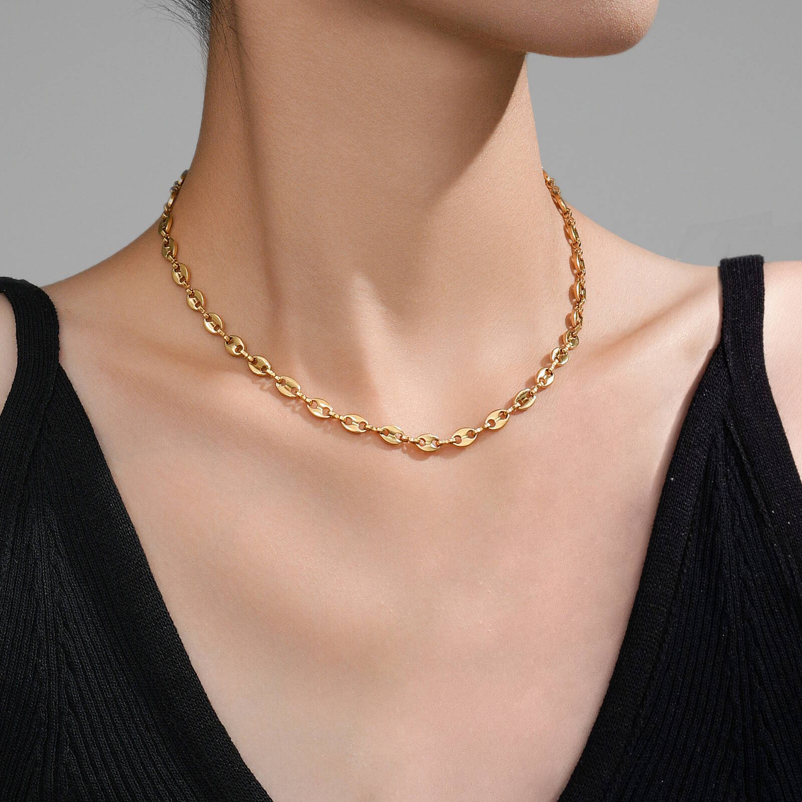 Loopline Necklace, 18K Gold Plated Steel