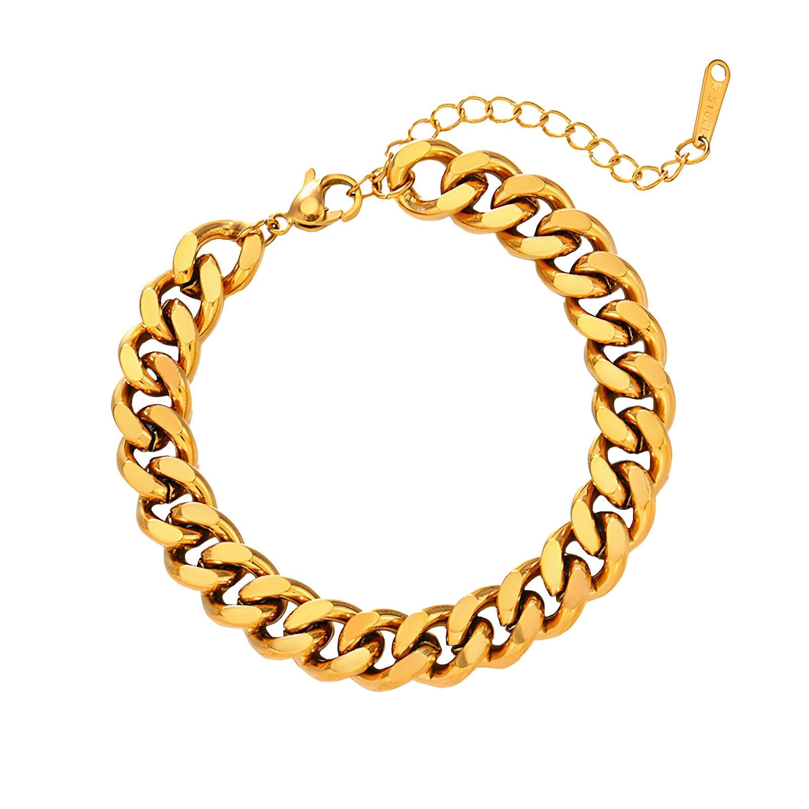 Solid Shine Bracelet, 18K Gold Plated Steel