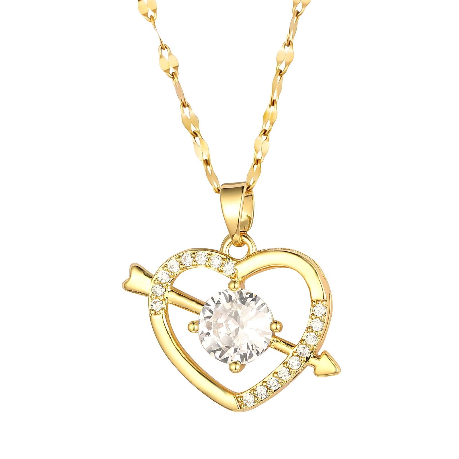 Love Struck Hearts Necklace, 18K Gold Plated Steel