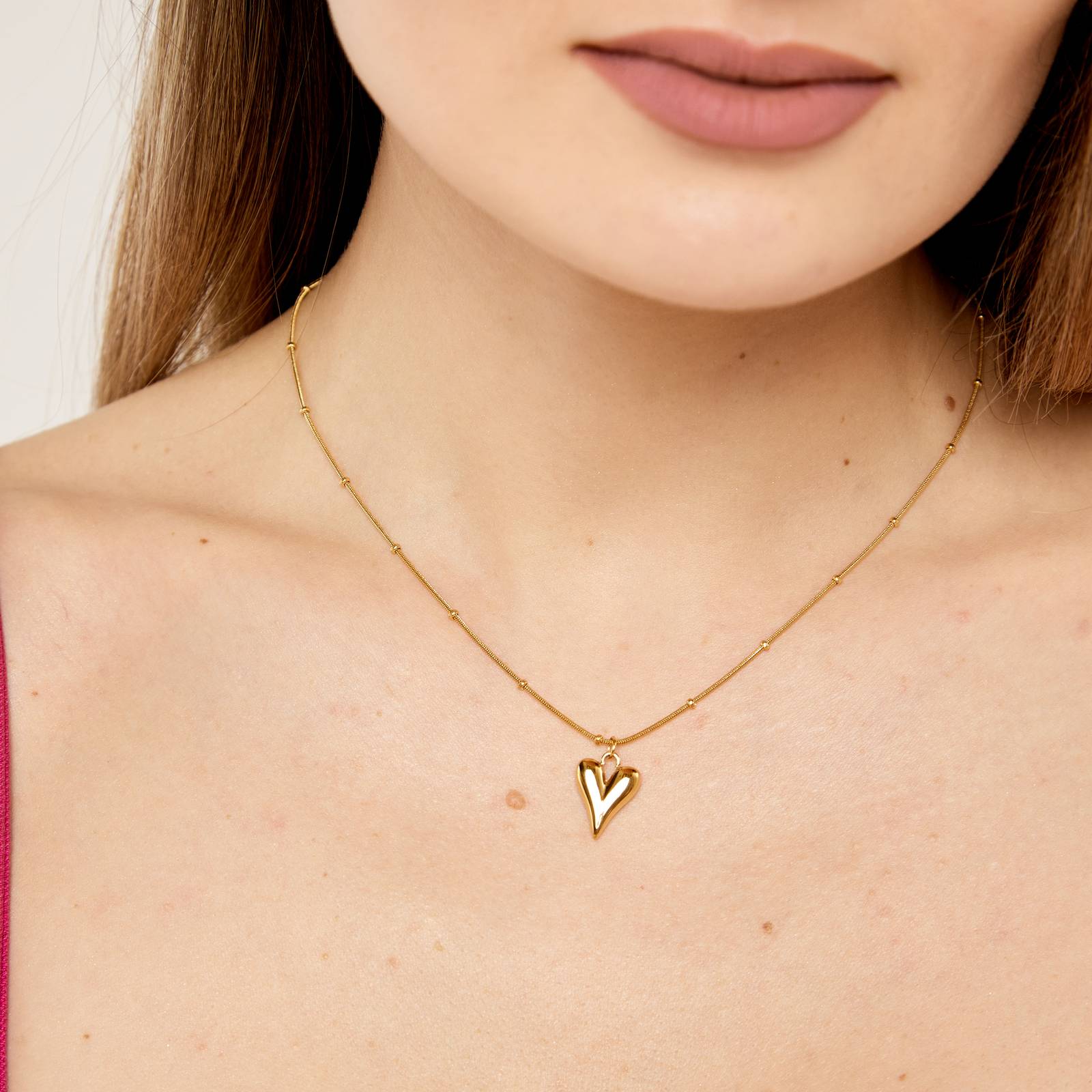 Love Note Necklace, 18K Gold Plated Steel