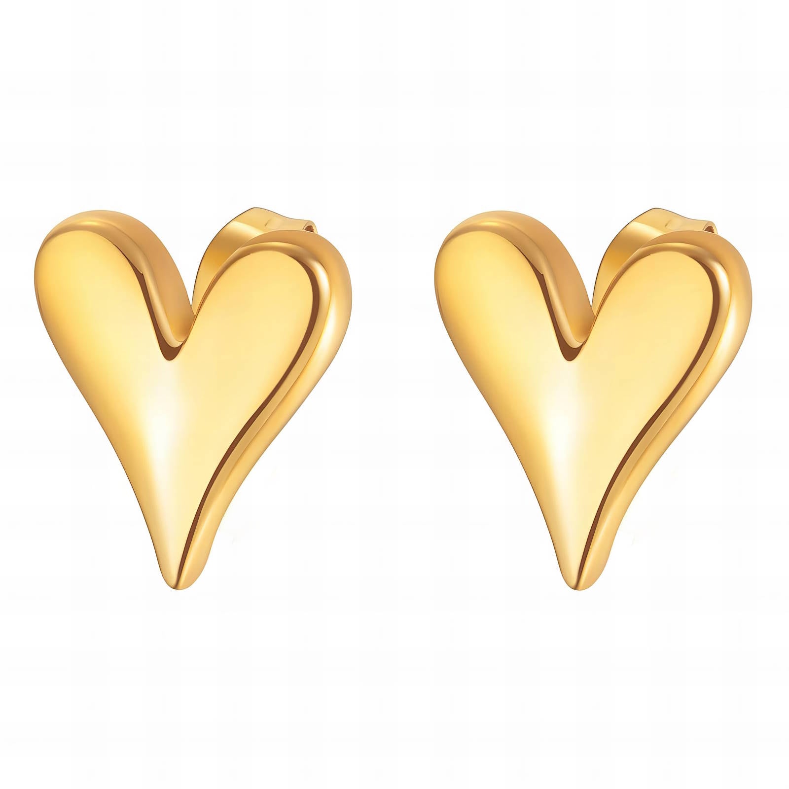 Love Notes Hearts Earrings, 18K Gold Plated Steel