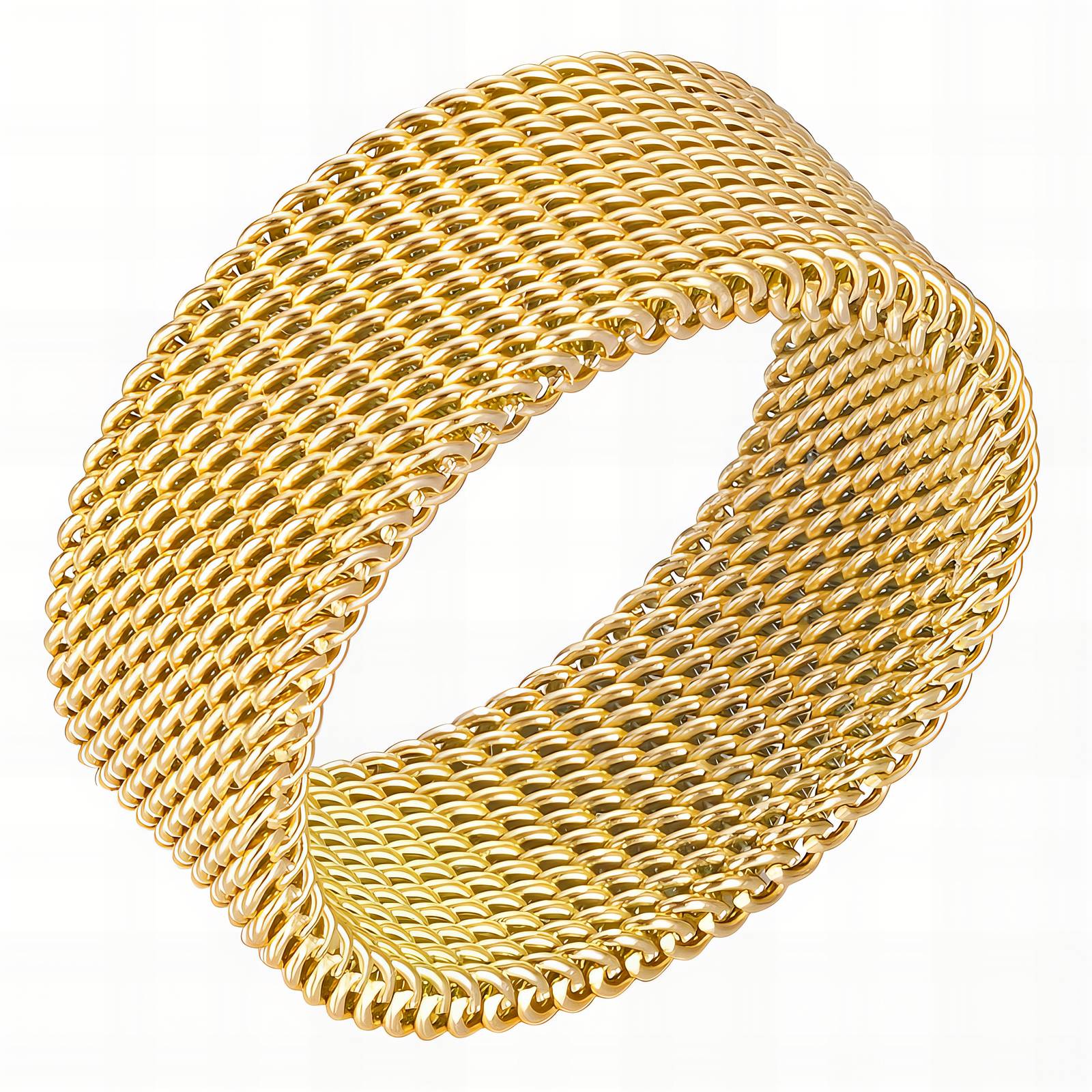 Golden Net Ring, 18K Gold Plated Steel
