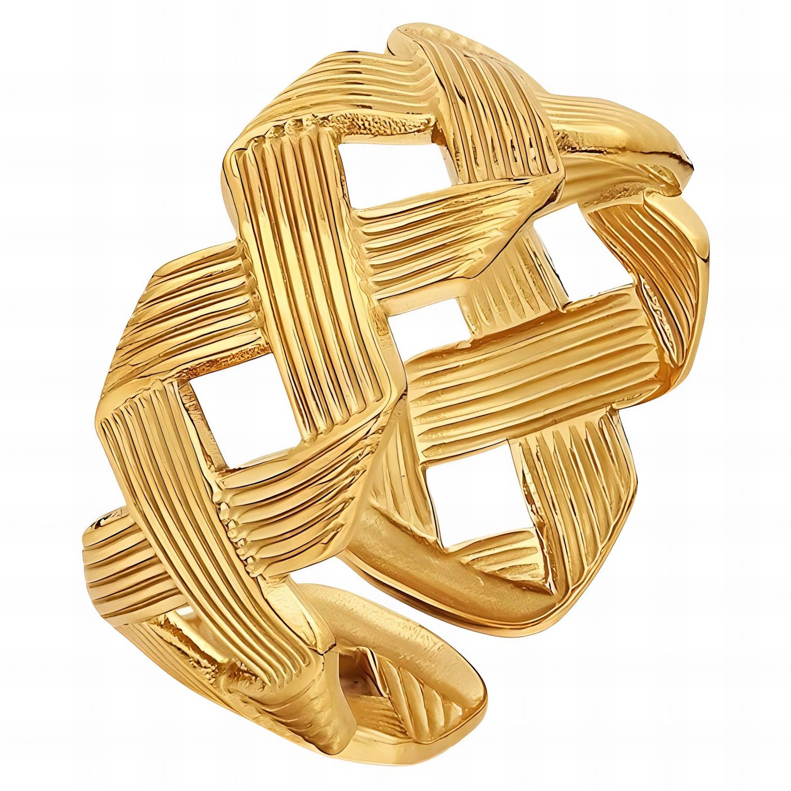 Interlace Ring, 18K Gold Plated Steel