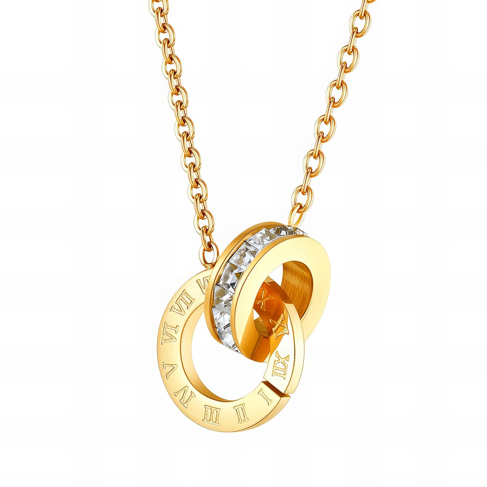 Eternal Time Necklace, 18K Gold Plated Steel