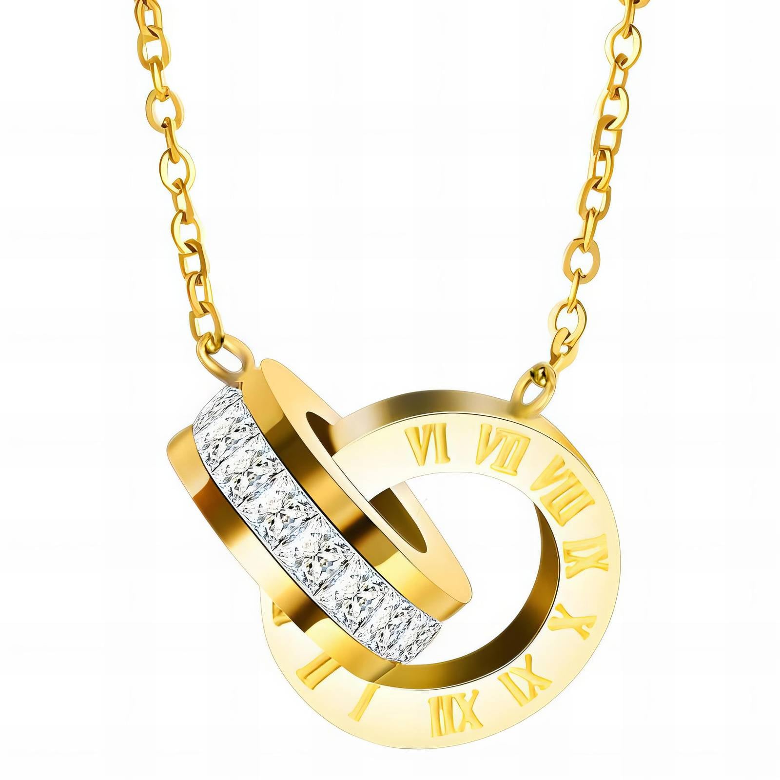 Eternal Time Necklace, 18K Gold Plated Steel