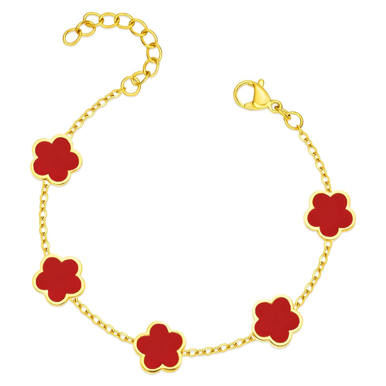 Red Belle Bracelet, 18K Gold Plated Steel
