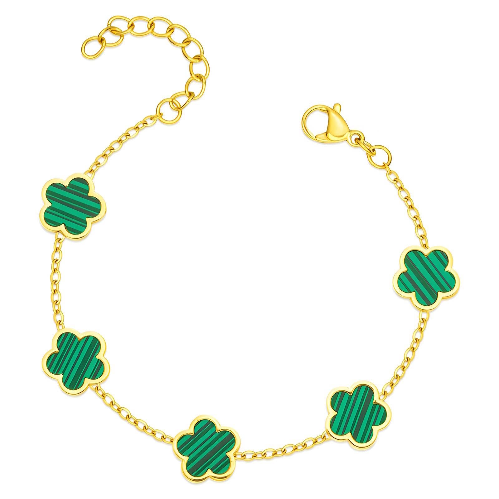 Green Belle Bracelet, 18K Gold Plated Steel