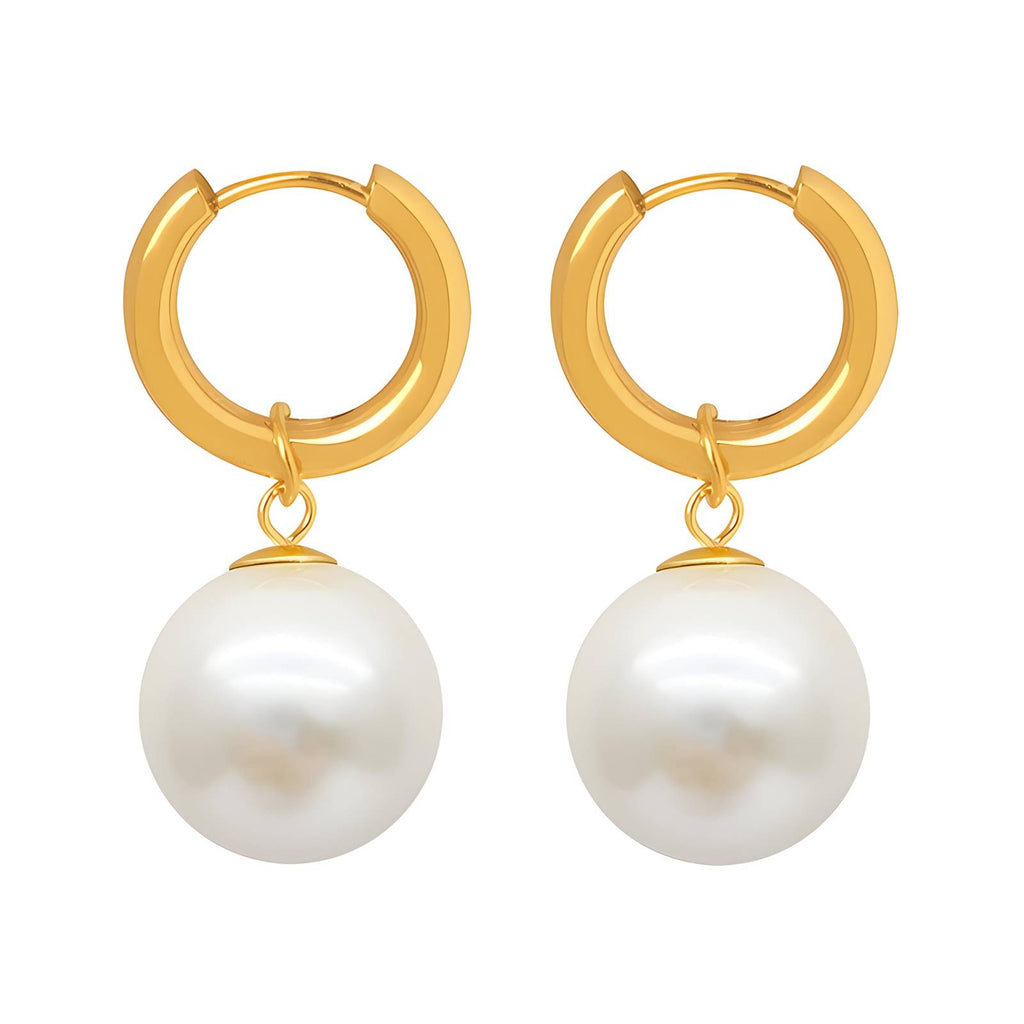 Pearl Earrings, 18K Gold Plated Steel