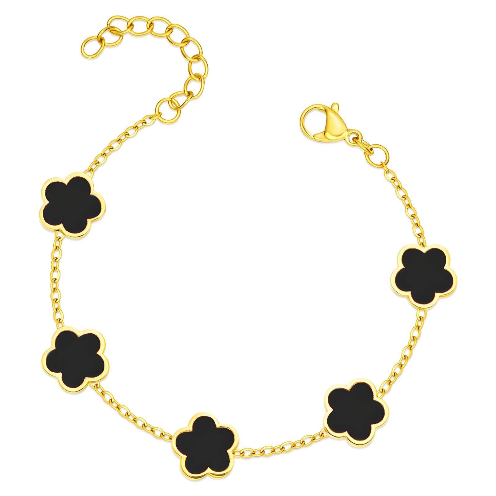 Noir Belle Bracelet, 18K Gold Plated Steel