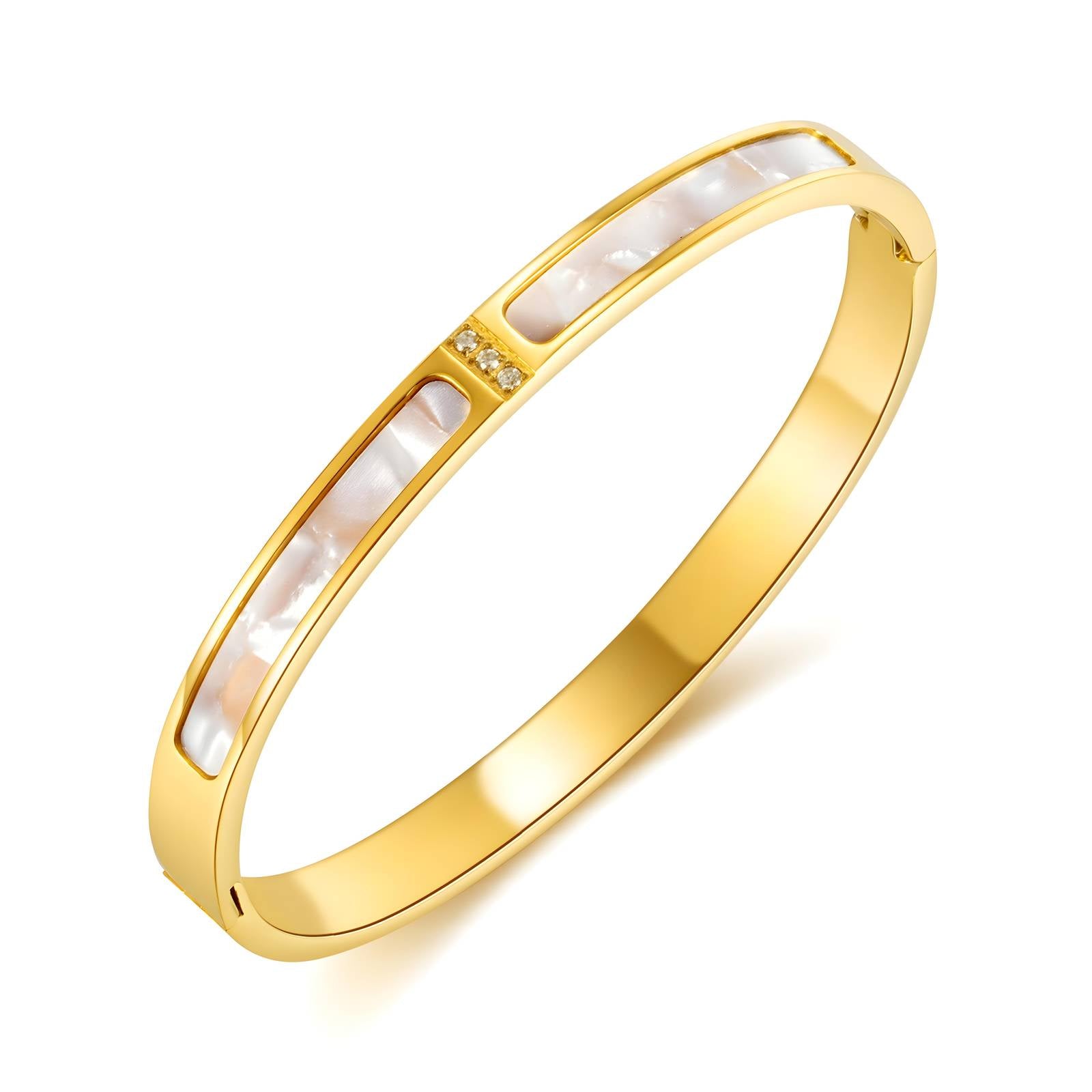 Opaline Grace Bracelet, 18K Gold Plated Steel