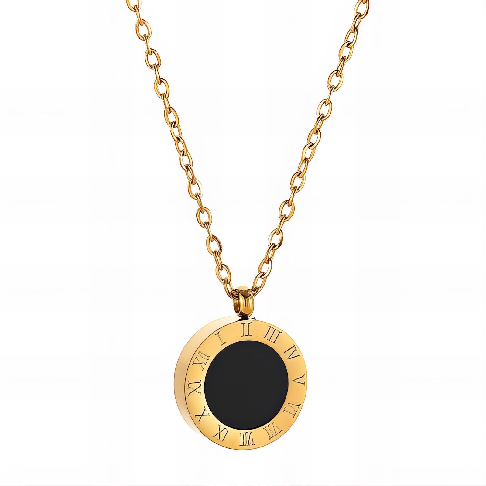 Shadow Time Necklace, 18K Gold Plated Steel