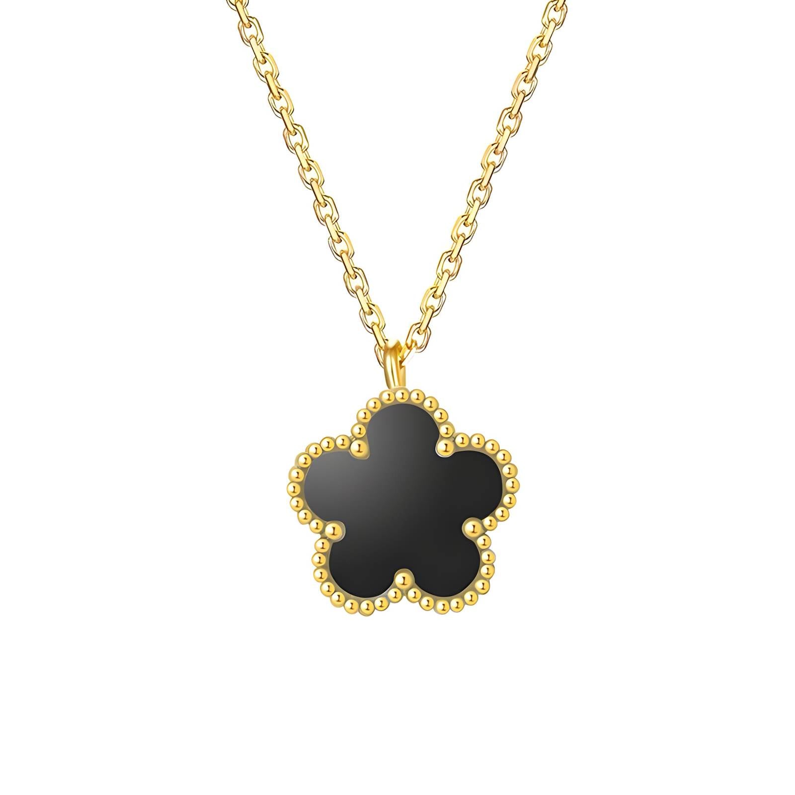 Noir Belle Necklace, 18K Gold Plated Steel