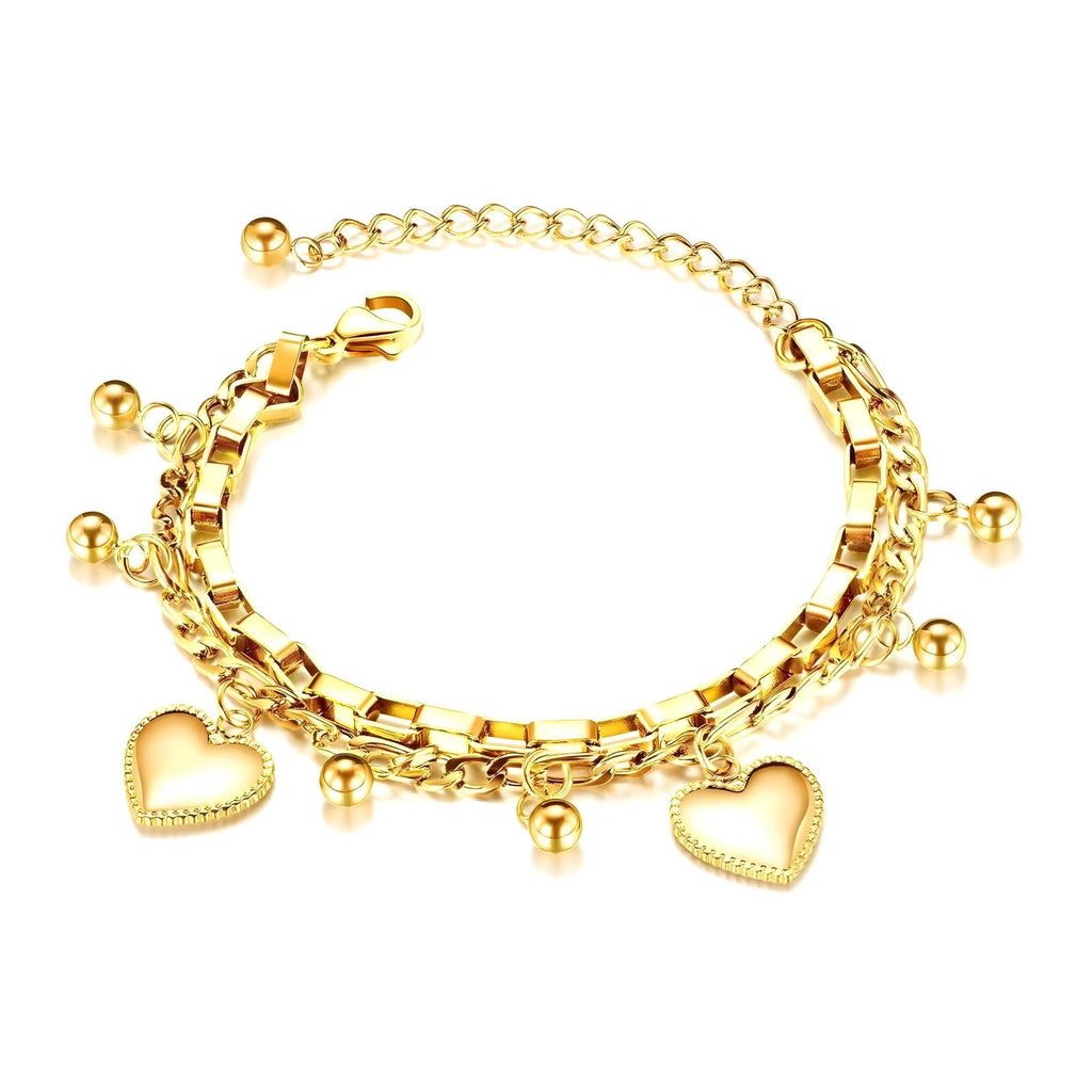 Gold Heart Belle Bracelet, 18K Gold Plated Steel