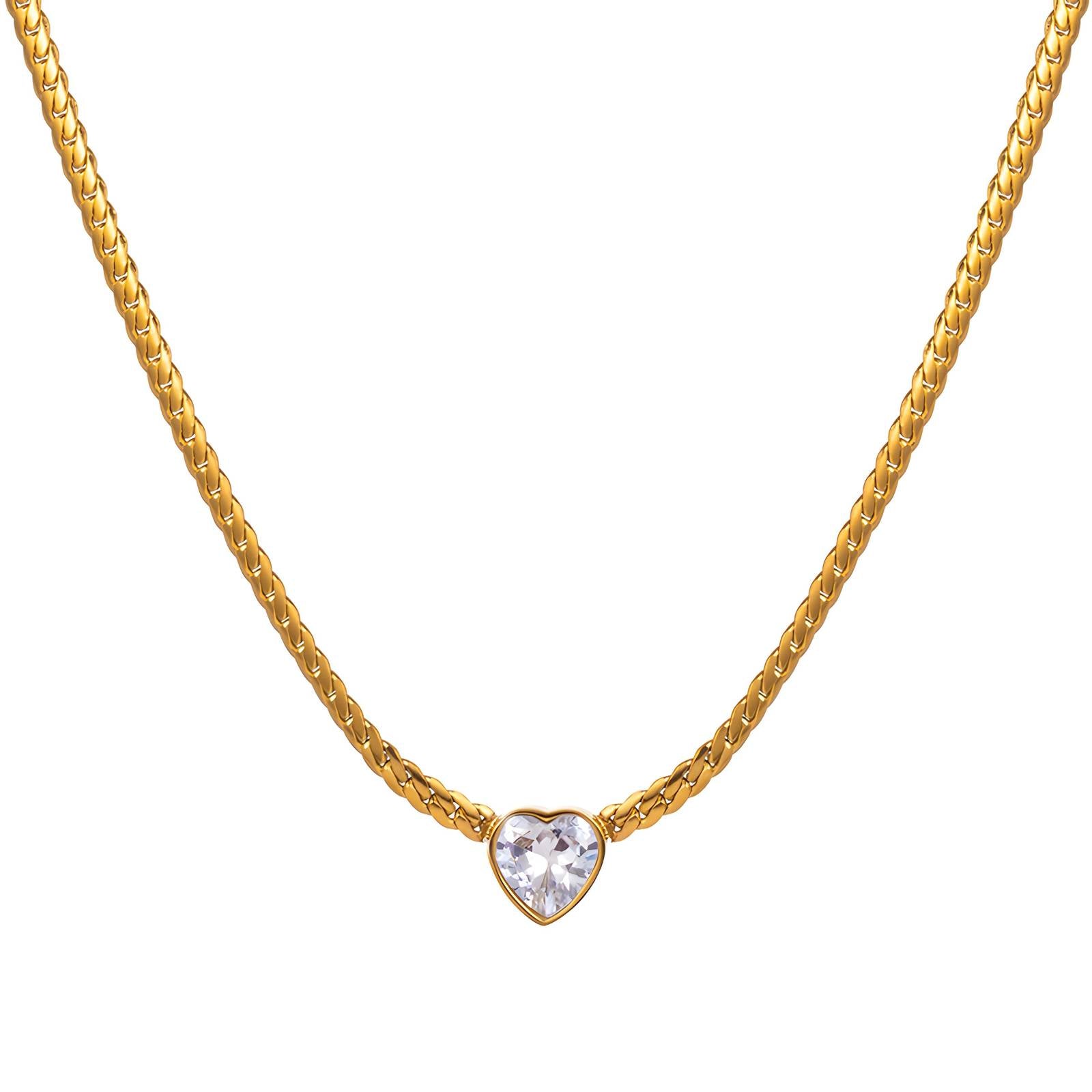 Petite Heart Necklace, 18K Gold Plated Steel