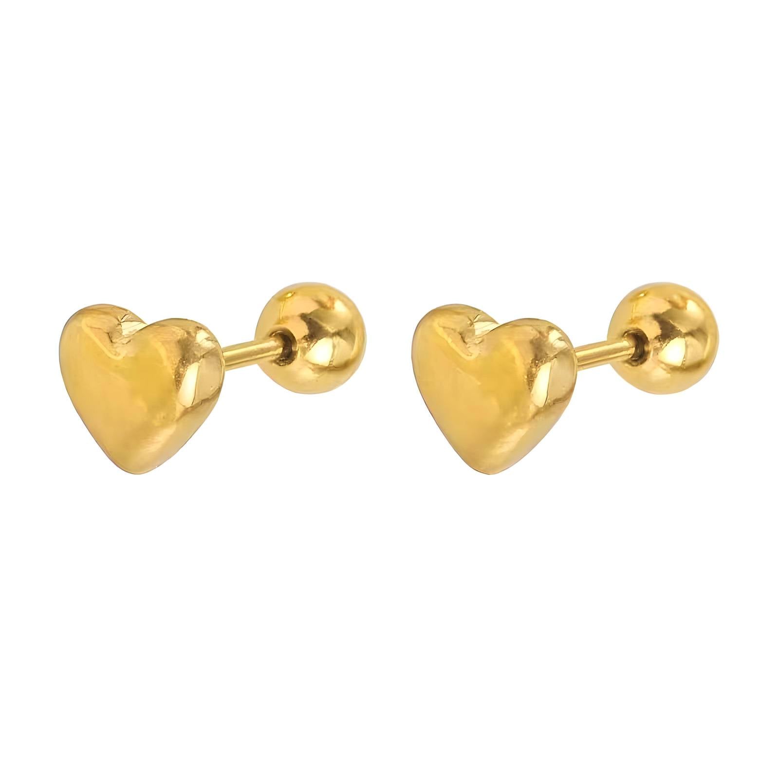 Golden Hearts Earrings, 18K Gold Plated Steel