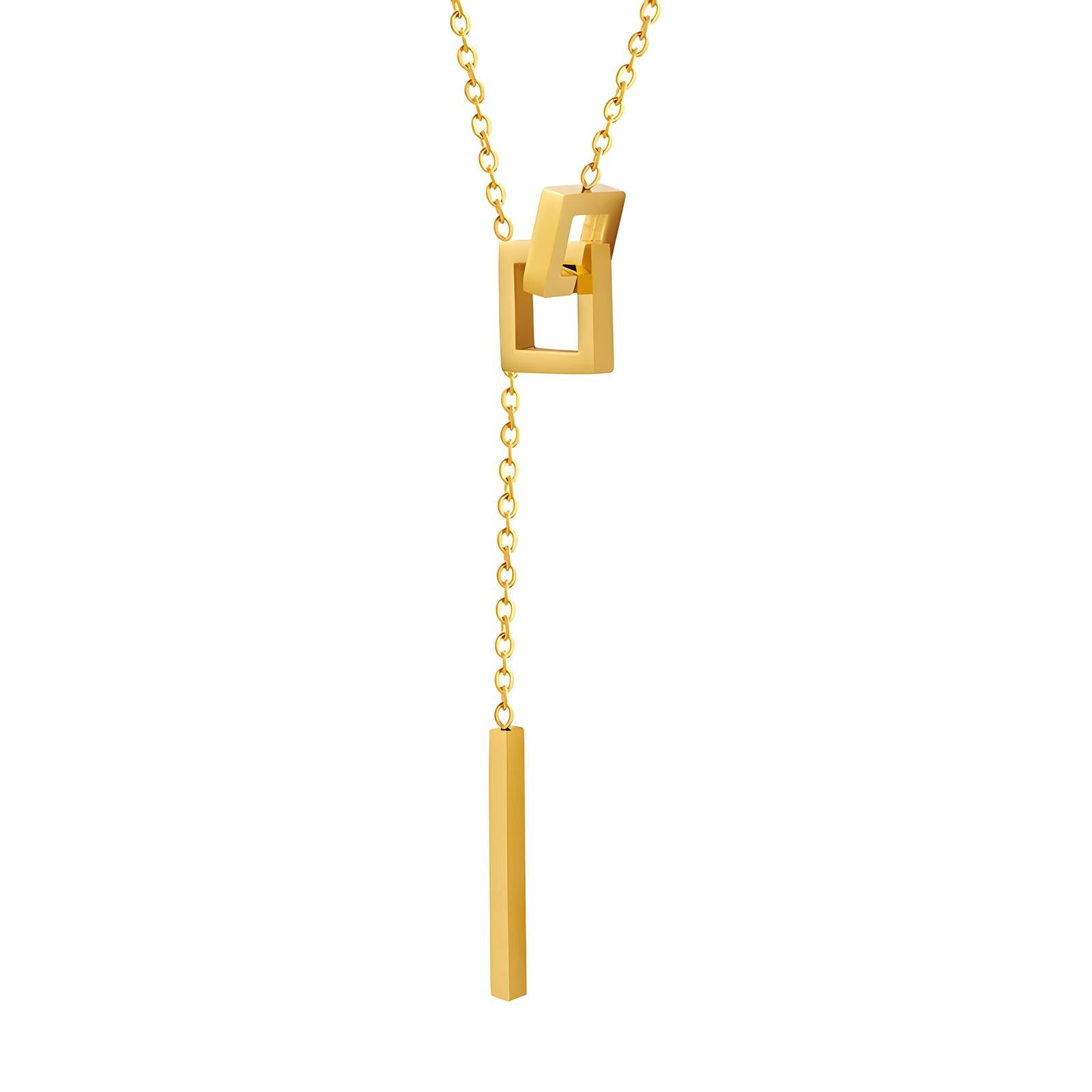 GeoLink Necklace, 18K Gold Plated Steel