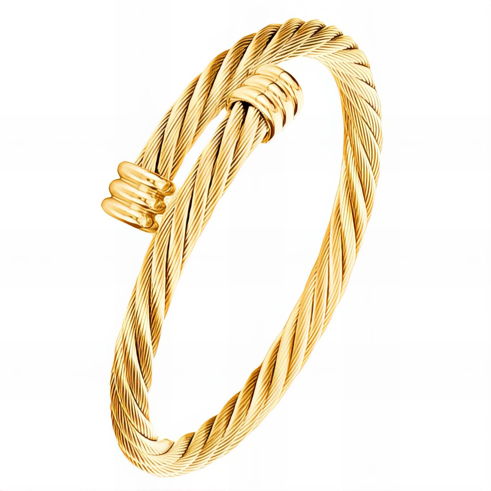 Spiral Line Bracelet, 18K Gold Plated Steel