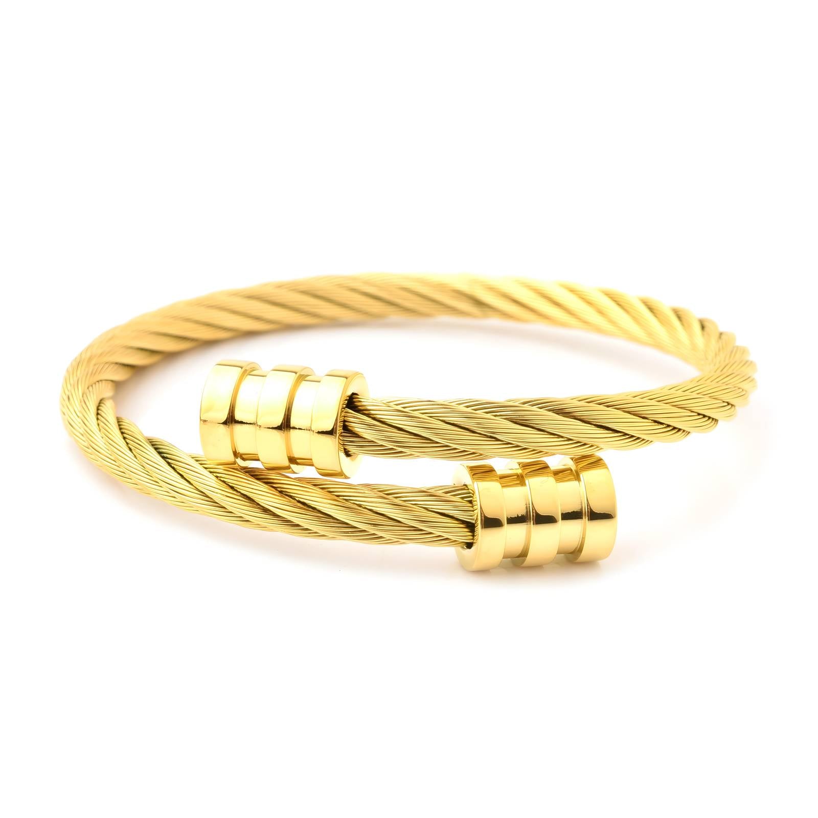 Spiral Line Bracelet, 18K Gold Plated Steel