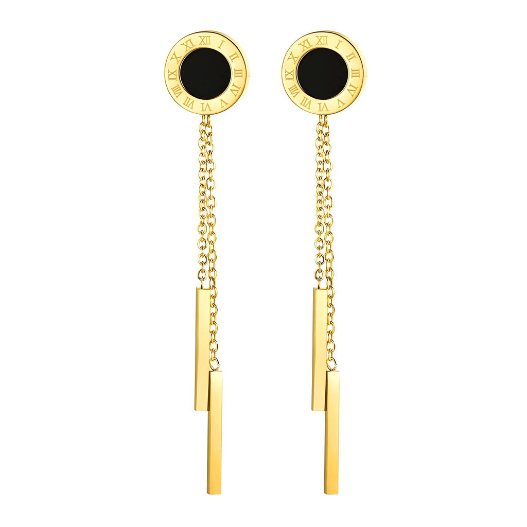 Time Ticking Earrings, 18K Gold Plated Steel