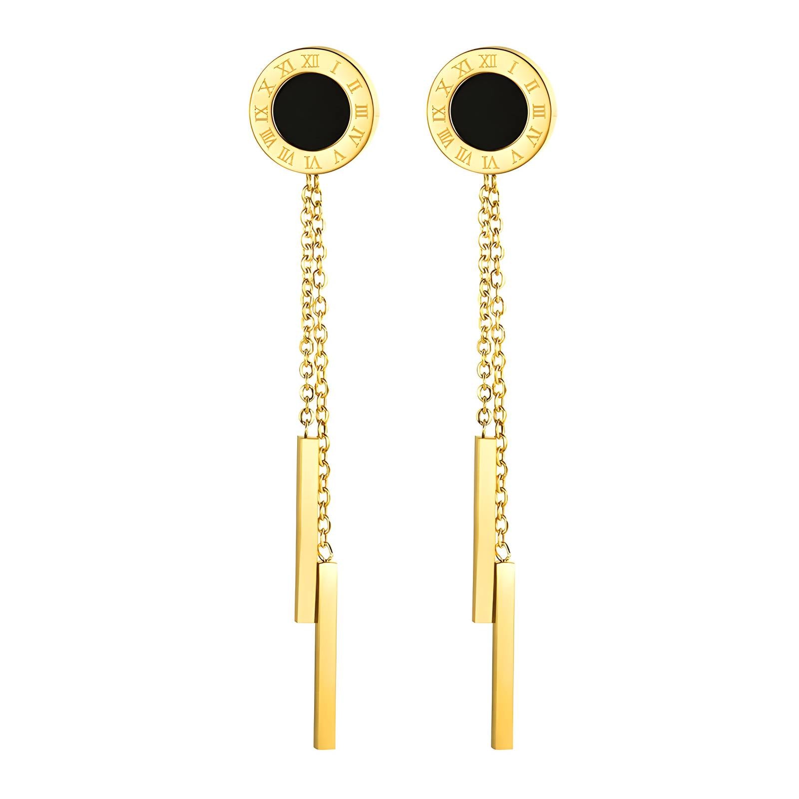 Time Ticking Earrings, 18K Gold Plated Steel