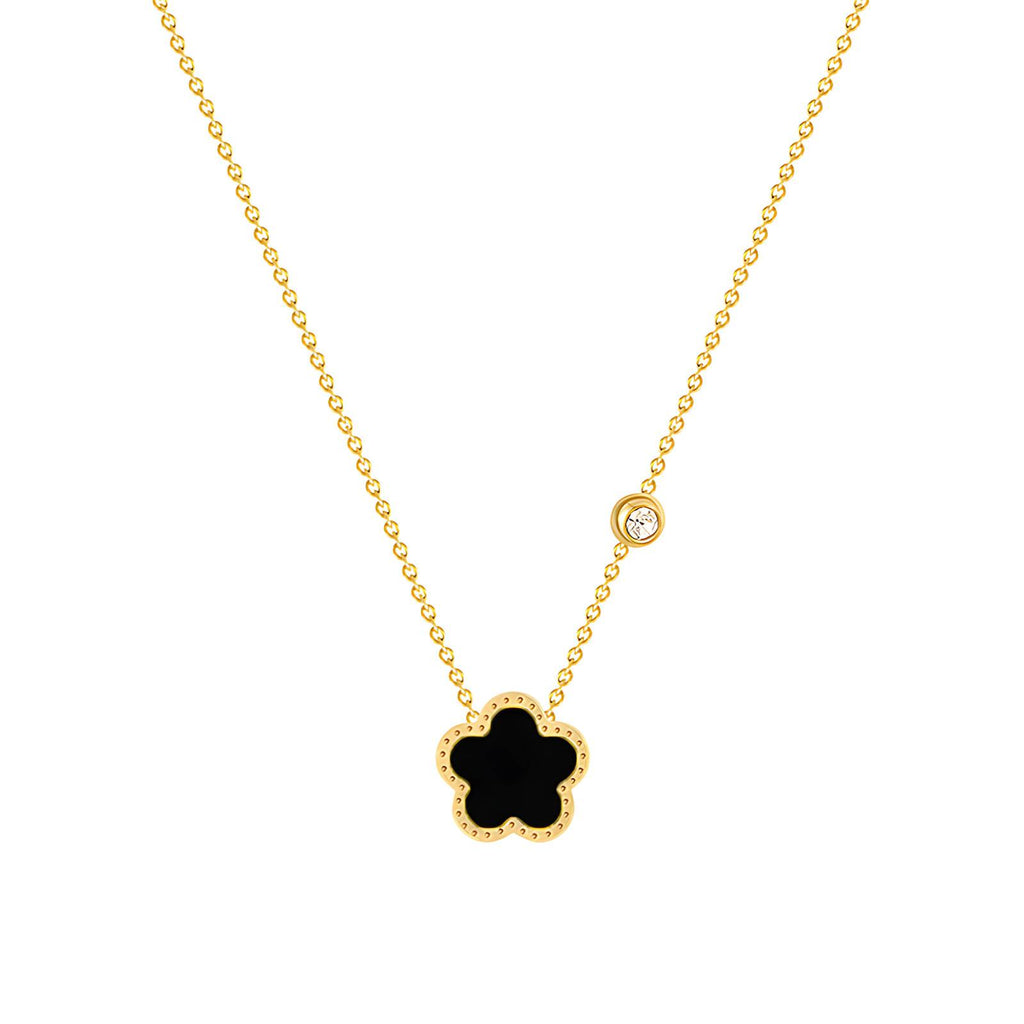 Noir Dazzled Belle Necklace, 18K Gold Plated Steel
