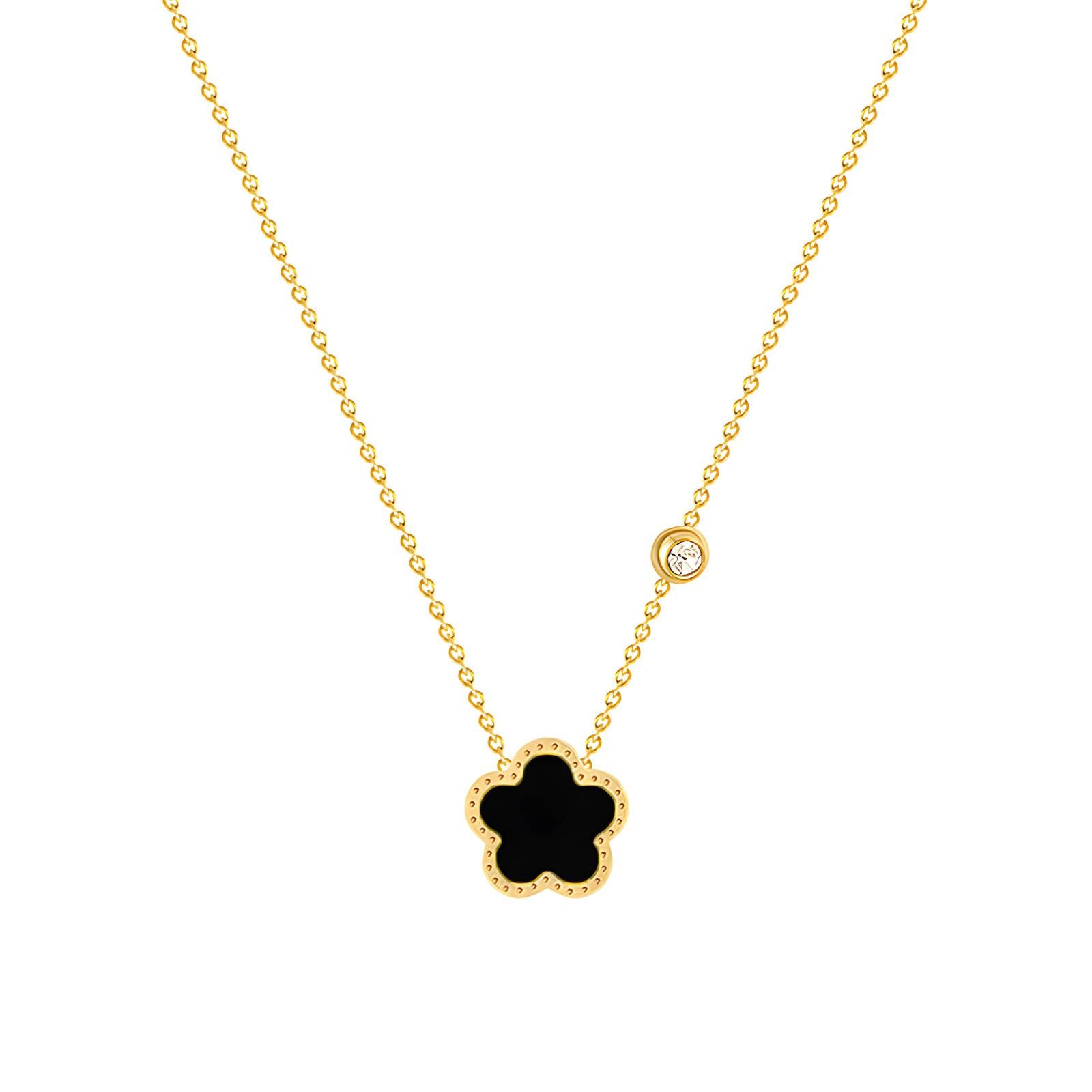 Noir Dazzled Belle Necklace, 18K Gold Plated Steel
