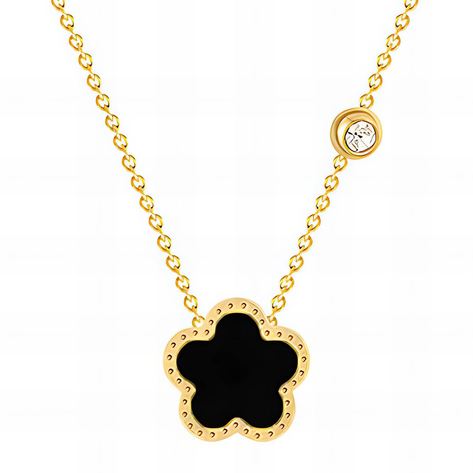 Noir Dazzled Belle Necklace, 18K Gold Plated Steel