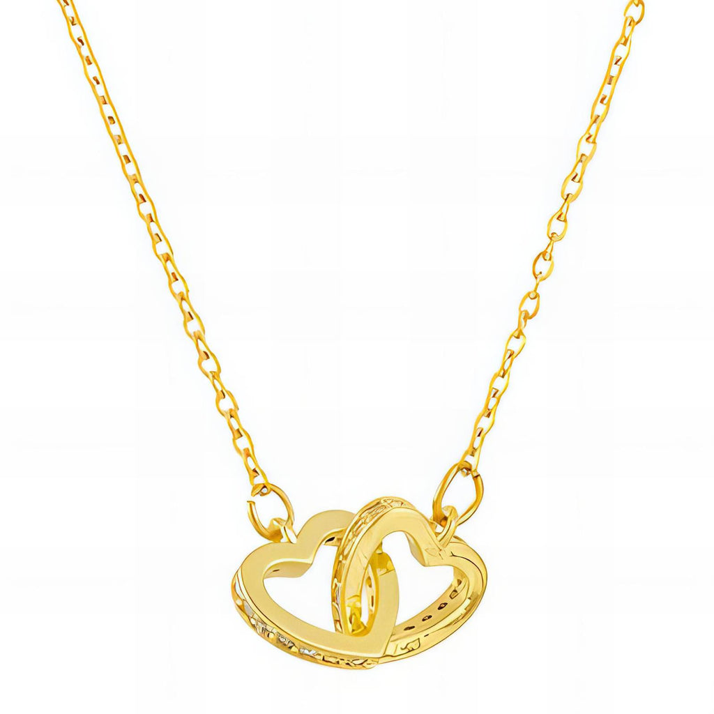 Sparkling Ties Hearts Necklace, 18K Gold Plated Steel