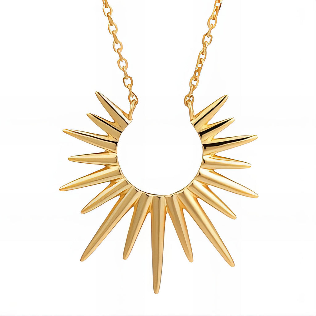 Solar Glow Necklace, 18K Gold Plated Steel