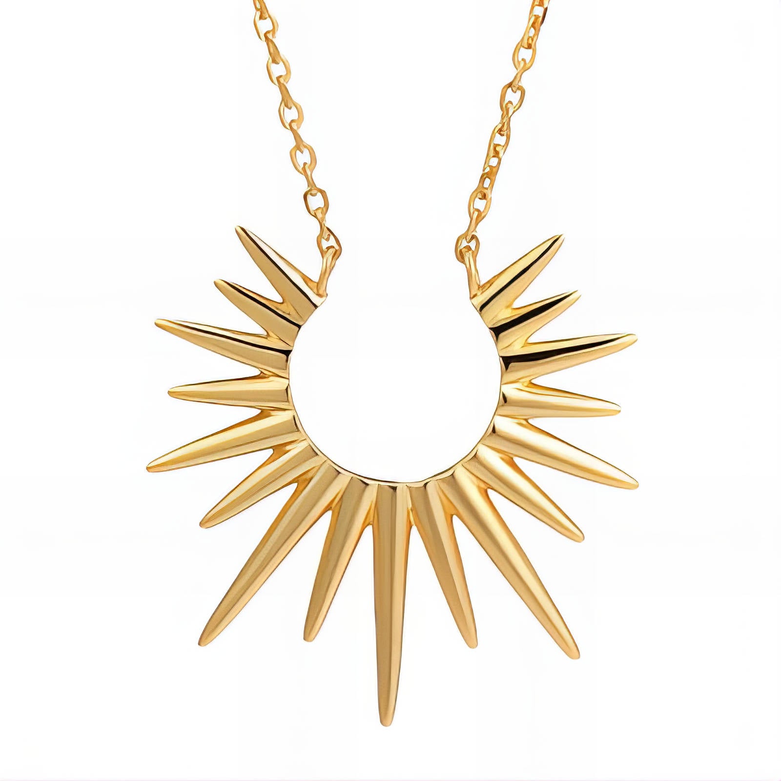 Solar Glow Necklace, 18K Gold Plated Steel