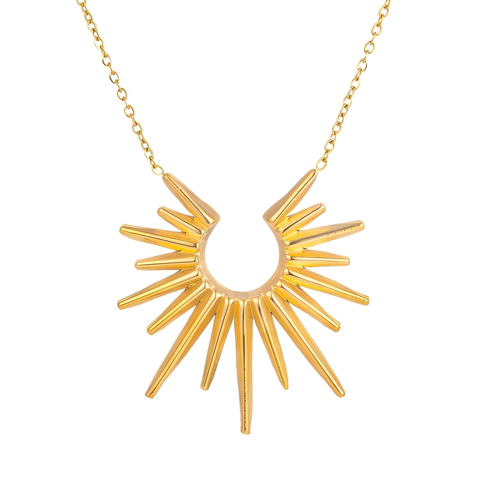 Solar Glow Necklace, 18K Gold Plated Steel