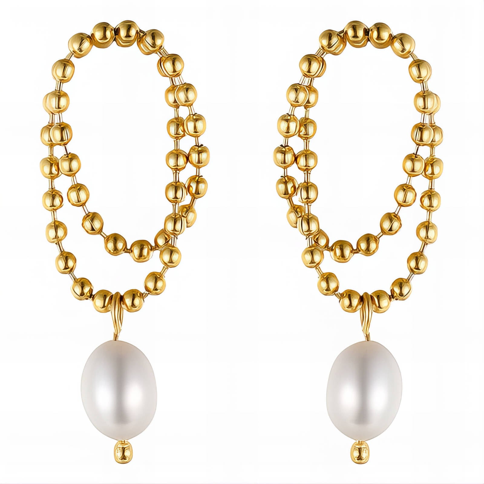 Pearls in Bloom Earrings, 18K Gold Plated Steel
