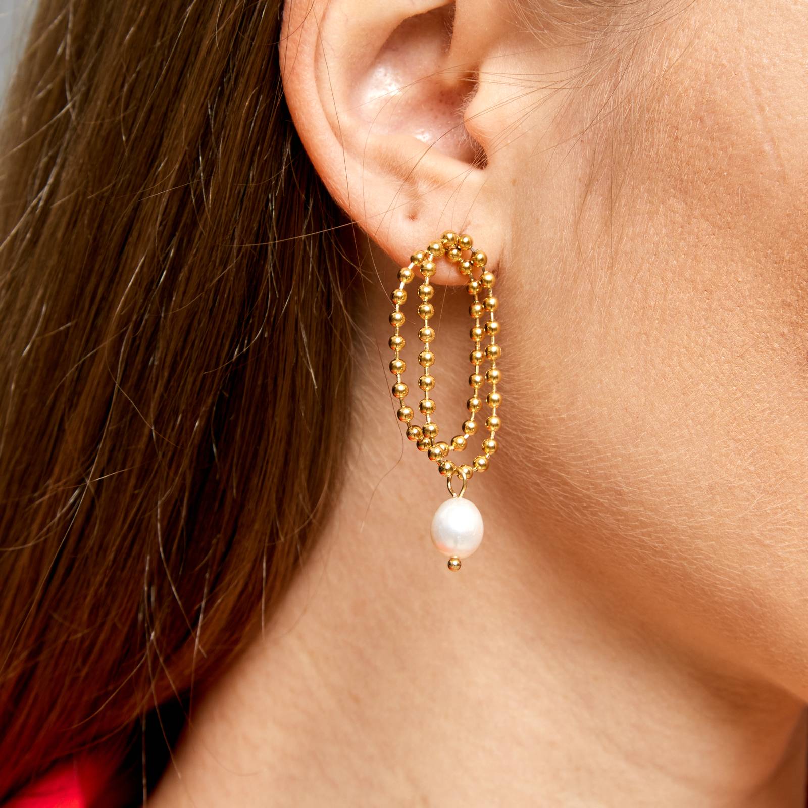Pearls in Bloom Earrings, 18K Gold Plated Steel