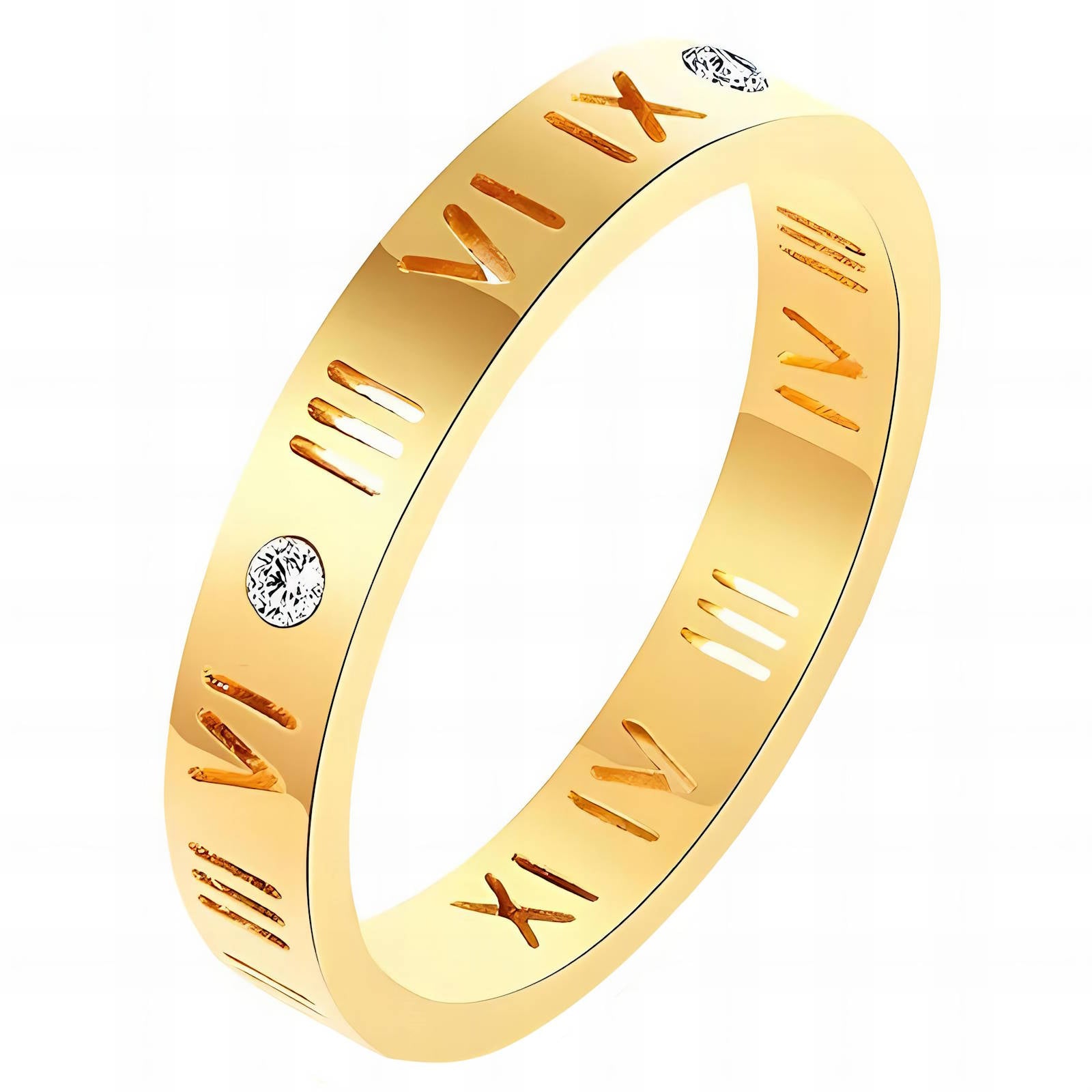 Numeri & Light Ring, 18K Gold Plated Steel