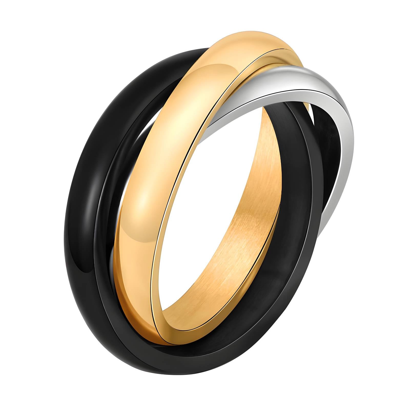 Midnight Links Ring, 18K Gold Plated Steel