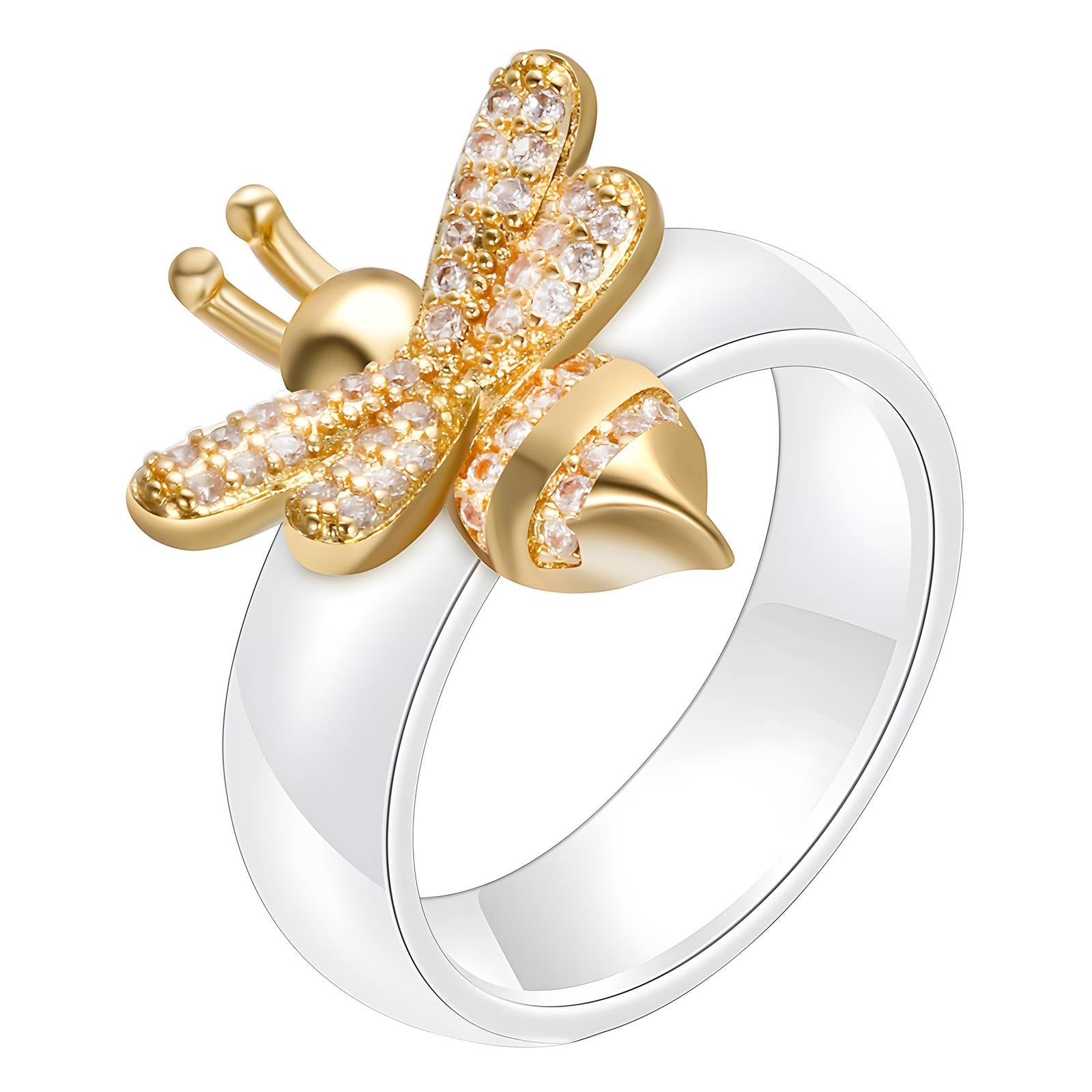 Day Wings Ring, 18K Gold Plated Steel