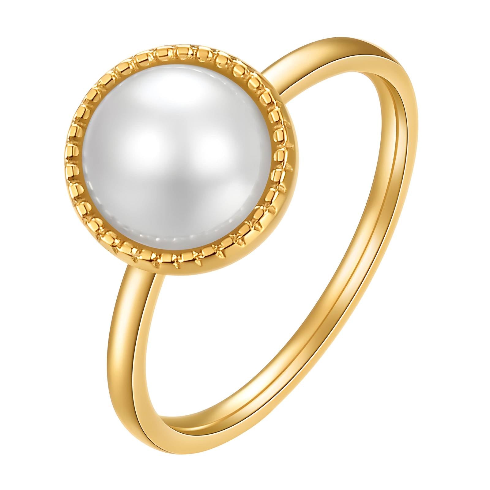 Pearl Whisper Ring, 18K Gold Plated Steel